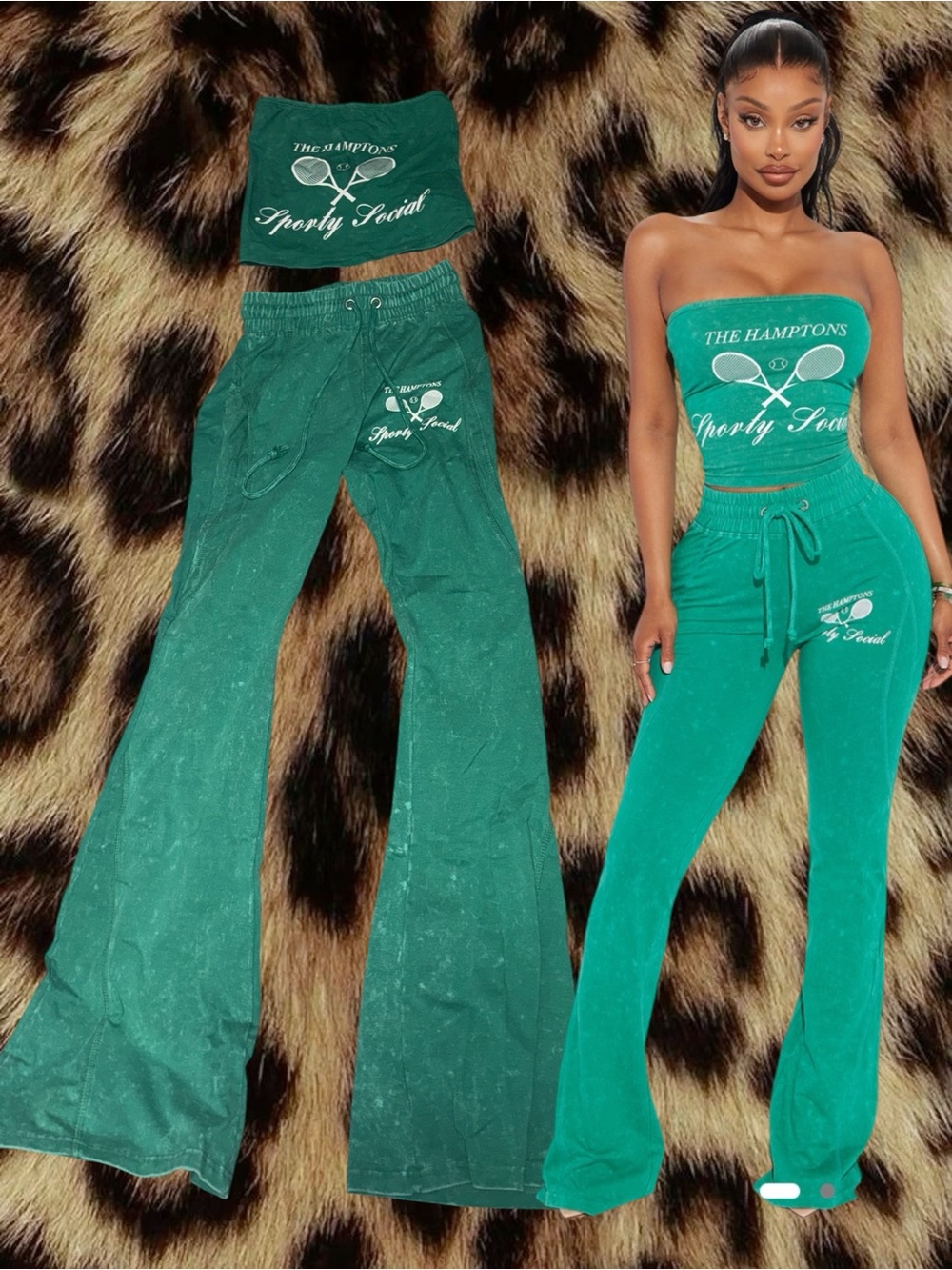 (SIZE L) Fashion Nova The Hamptons Sporty Pants Set